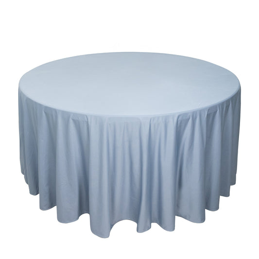 120" Dusty Blue Premium Scuba Wrinkle Free Round Tablecloth, Seamless Scuba Polyester Tablecloth
